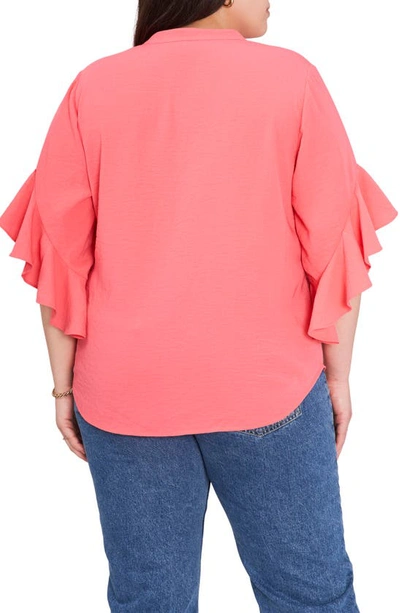 Shop Vince Camuto Ruffle Sleeve Blouse In Lush Coral