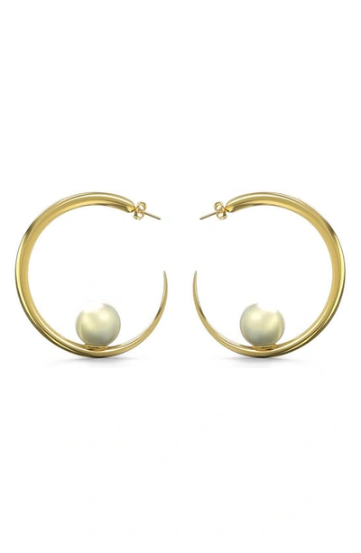 Shop Khiry Isha Gold Vermeil Pearl Hoop Earrings In 18k Gold Vermeil And Pearl