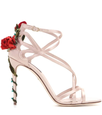 Shop Dolce & Gabbana Embellished Satin Sandals