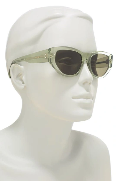 Shop Celine Bold 3 Dots 54mm Cat Eye Sunglasses In Shiny Light Green / Green