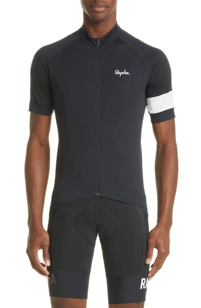 Shop Rapha Core Lightweight Jersey Cycling Shirt In Anthracite / White Alyssum