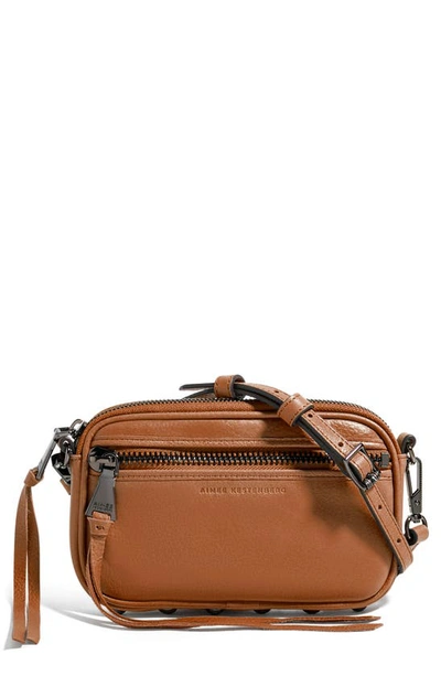 Shop Aimee Kestenberg Let's Ride Mini Leather Crossbody Bag In Chestnut W/ Gunmetal