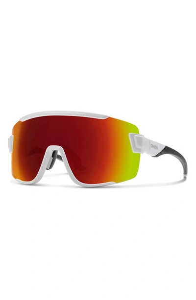Shop Smith Wildcat 135mm Chromapop™ Shield Sunglasses In White / Red
