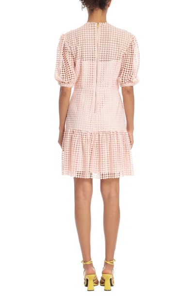 Shop Donna Morgan For Maggy Crochet Puff Sleeve Dress In Blush