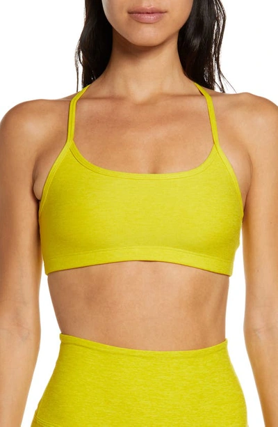 Shop Beyond Yoga Space Dye Slim Racerback Sports Bra In Lemon-citron