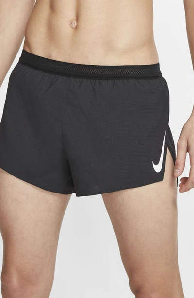 Shop Nike Aeroswift Recycled Polyester Running Shorts In Black/ White