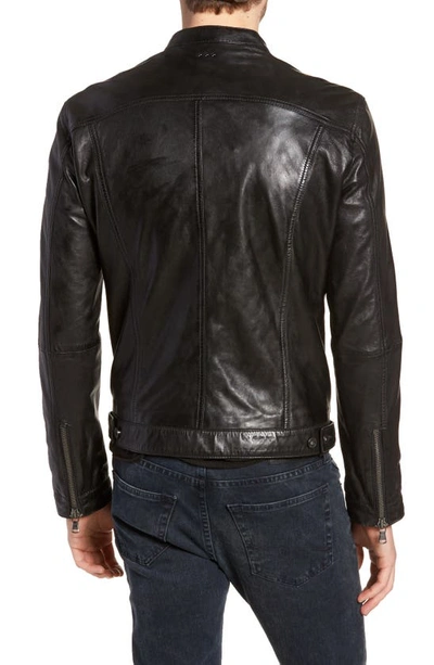 Shop John Varvatos Band Collar Leather Jacket In Black