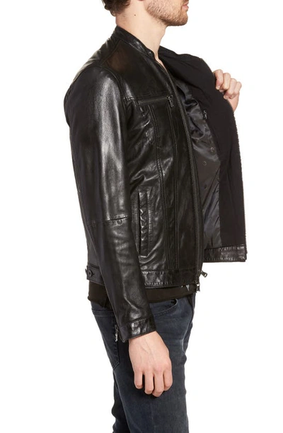 Shop John Varvatos Band Collar Leather Jacket In Black