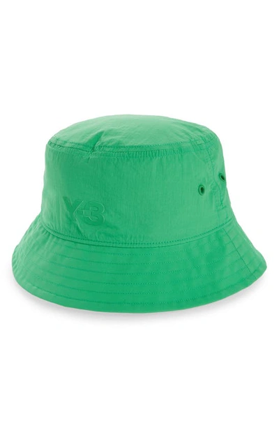 Shop Y-3 Logo Bucket Hat In Semi Flash Lime