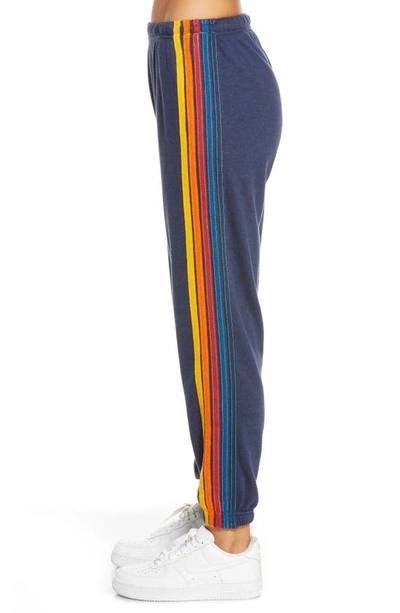 Shop Aviator Nation Stripe Sweatpants In Navy