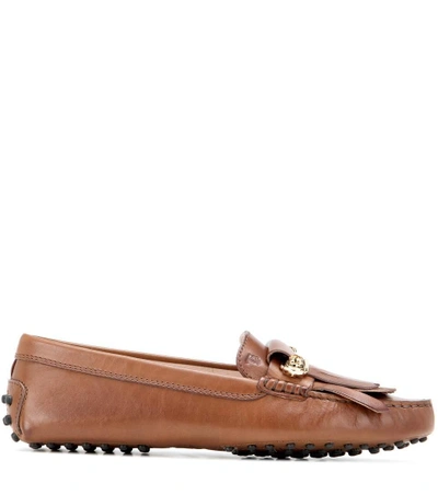 Shop Tod's Gommini Frangia Macro Spilla Leather Loafers