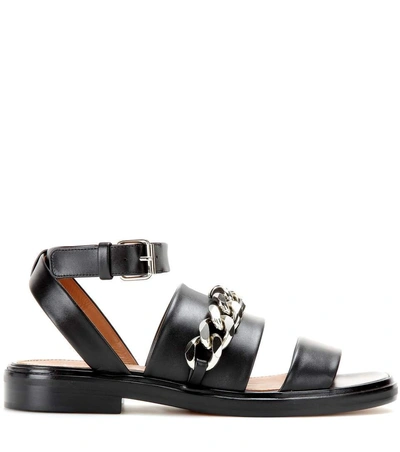 Shop Givenchy Chain-embellished Leather Sandals In Llack