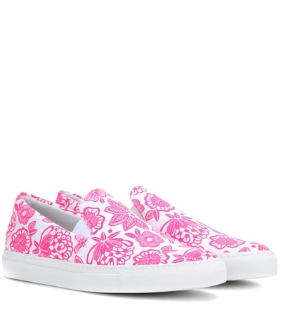 Shop Christopher Kane Printed Canvas Slip-on Sneakers