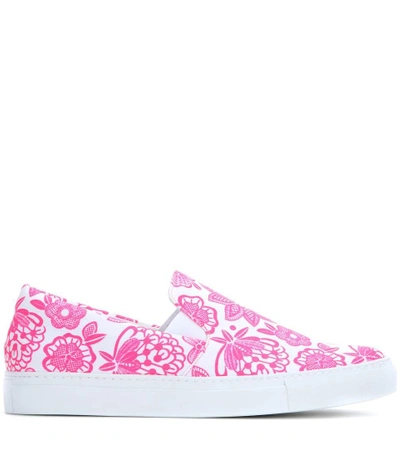 Shop Christopher Kane Printed Canvas Slip-on Sneakers