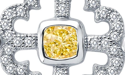 Shop Lafonn Classic Simulated Canary Simulated Diamond Fleur De Lis Pendant Necklace In White/canary