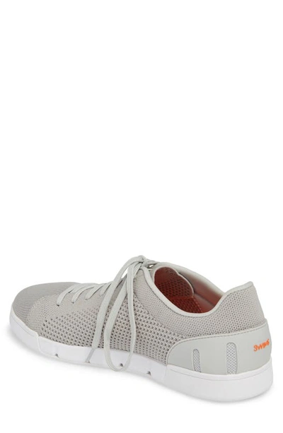 Shop Swims Breeze Tennis Washable Knit Sneaker In Light Grey/ White Fabric