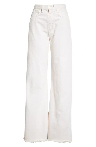 Veronica Beard Taylor High Waist Fray Hem Wide Leg Jeans In Ecru