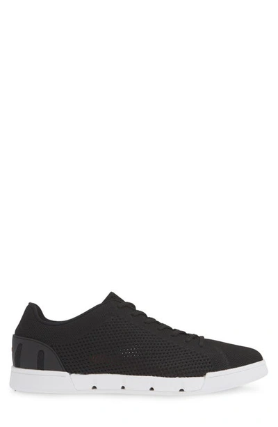 Shop Swims Breeze Tennis Washable Knit Sneaker In Black/ White Fabric