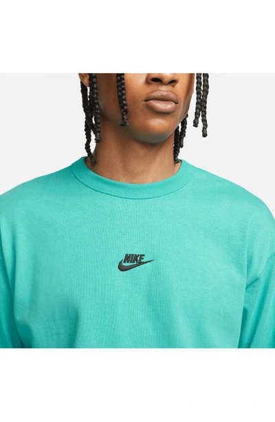 Shop Nike Sportswear Premium Essentials Long Sleeve T-shirt In Washed Teal/ Black