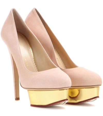 Shop Charlotte Olympia Dolly Suede Platform Pumps In Llush
