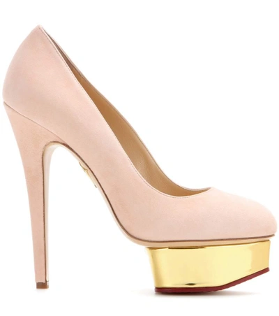 Shop Charlotte Olympia Dolly Suede Platform Pumps In Llush