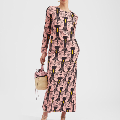 Shop La Doublej Long Sleeve Swing Dress In Ali Rosa