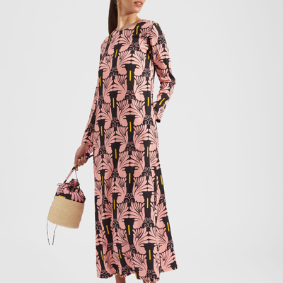 La Doublej Graphic-print Long-sleeved Maxi Dress In Ali Rosa