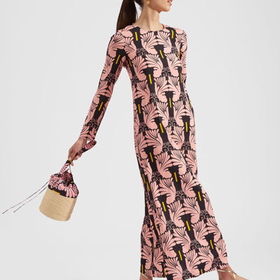La Doublej Graphic-print Long-sleeved Maxi Dress In Ali Rosa
