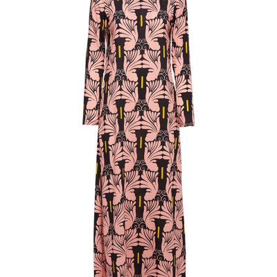 La Doublej Graphic-print Long-sleeved Maxi Dress In Ali Rosa