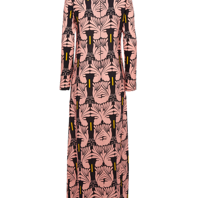 La Doublej Graphic-print Long-sleeved Maxi Dress In Ali Rosa