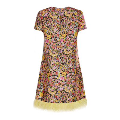 Shop La Doublej Mini Swing Dress (with Feathers) In Tripping Nero