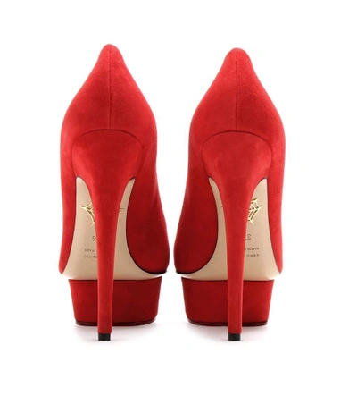 Shop Charlotte Olympia Dolly Suede Platform Pumps In Red