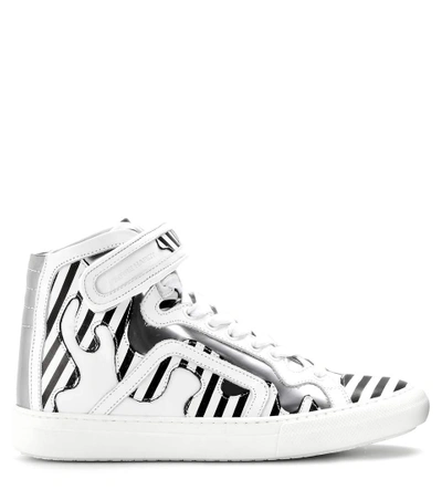 Shop Pierre Hardy Mytheresa.com Exclusive Printed Leather High-top Sneakers In White