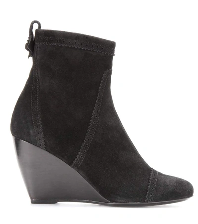 Suede brogue wedge ankle boots