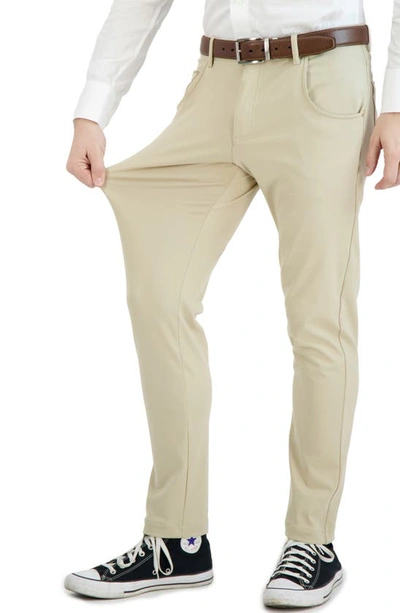 Shop Levinas All Day Everyday Stretch Tech Chino Pants In Khaki