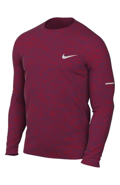 Shop Nike Element Dri-fit Long Sleeve Running T-shirt In Sangria/ University Red