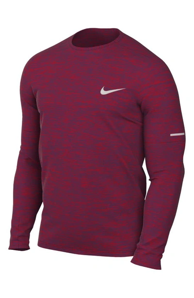 Nike Element Dri-fit Long Sleeve Running T-shirt In Sangria/ University Red