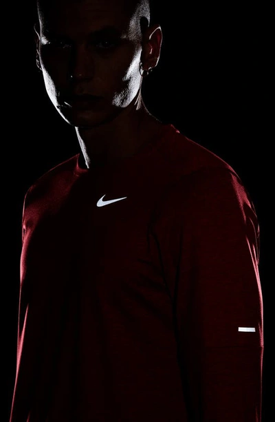 Nike Element Dri-fit Long Sleeve Running T-shirt In Sangria/ University Red