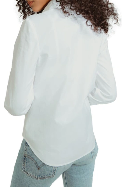 Shop Madri Collection The Work Stripe Nursing Shirt In White