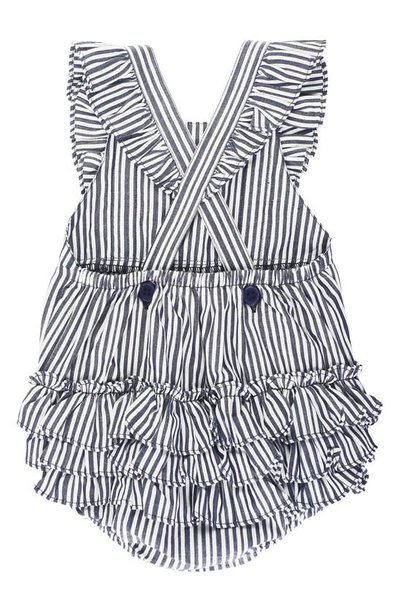 Rufflebutts Stripe Bubble Romper In Blue