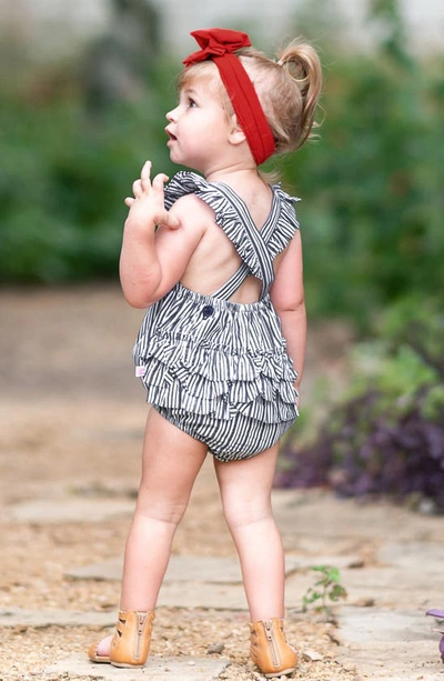 Rufflebutts Stripe Bubble Romper In Blue