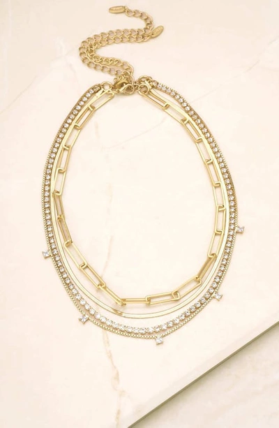 Shop Ettika Set Of 4 Crystal & Chain Link Necklaces In Gold