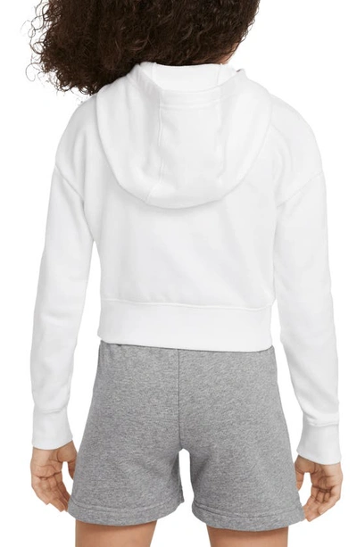 Shop Nike Kids' French Terry Crop Hoodie In White/ Crimson/ Worn Blue