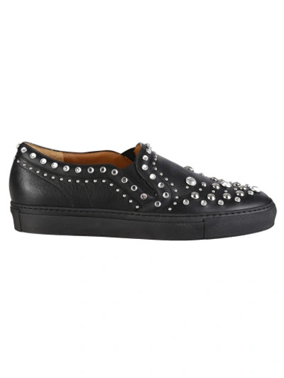 Shop Givenchy Guvenchy Black Loafers With Studs And Crystals In Nero