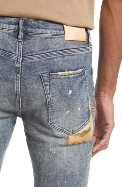 Purple Brand Camouflage Patch Destroyed Slim Jeans In Camo Patched Indigo