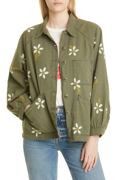 The Great The Commodore Floral-print Cotton-twill Jacket In Army Western  Flor | ModeSens
