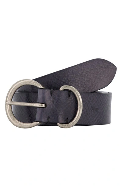 Shop Frye Leather Belt In Black And Antique Nickel