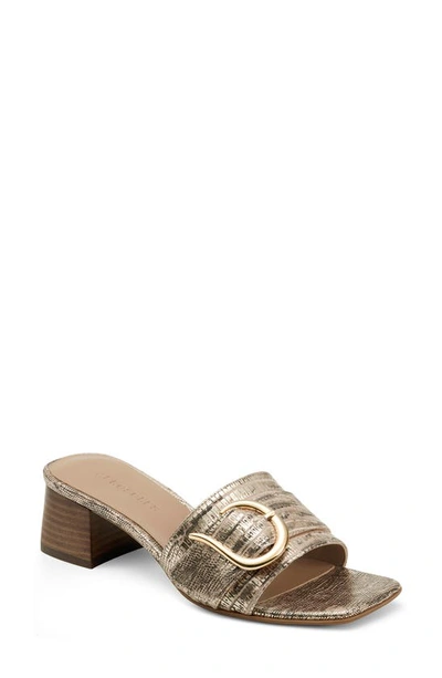 Shop Aerosoles Evvie Slide Sandal In Gold Metallic Leather