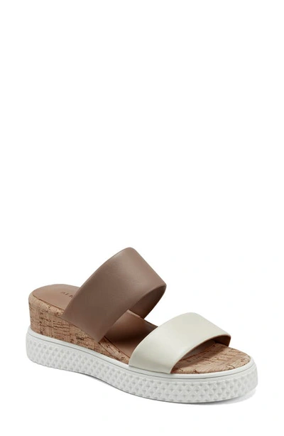 Shop Aerosoles Zeff Wedge Slide Sandal In Bone Leather