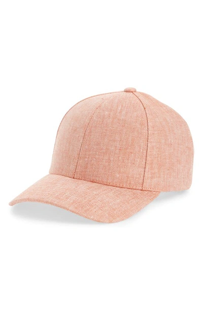 Shop Varsity Headwear Linen Baseball Cap In Pale Rust Linen